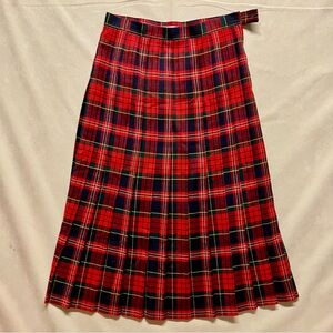 Vintage Talbots Plaid 100% Wool Skirt Pleated Tartan Red Black Academia Sz 12